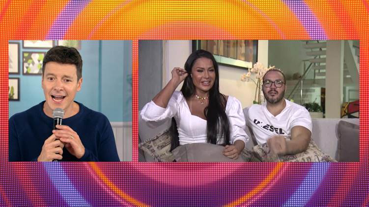 Rodrigo Faro participa de live com cantor Belo e Gracyanne Barbosa – Foto: Divulga&ccedil;&atilde;o/ Record TV