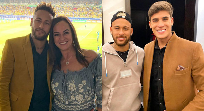 Neymar, a mãe e o namorado dela Tiago Ramos &#8211; Foto: Montagem/R7/Reprodução/Instagram