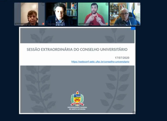 Reuni&atilde;o do CUn da UFSC foi realizada nesta sexta-feira – Foto: Reprodu&ccedil;&atilde;o/ND