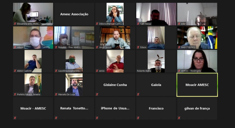 Região com nível “gravíssimo” para Covid-19, Amesc fez reunião nesta quinta-feira (23) – Foto: Reprodução/Amesc