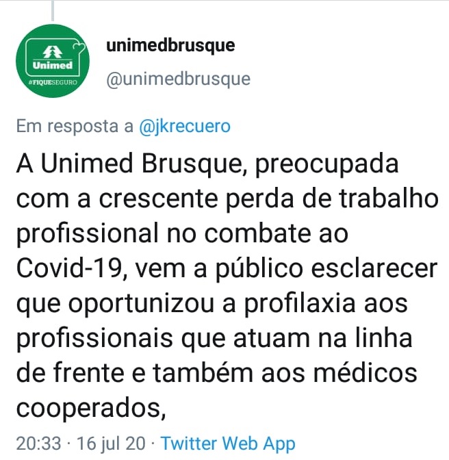 Cooperativa aponta n&uacute;mero de profissionais infectados para justificar a&ccedil;&atilde;o – Foto: Reprodu&ccedil;&atilde;o/Redes Sociais/ND