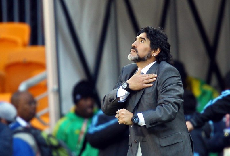 Maradona durante a Copa do Mundo de 2010 na África do Sul - Foto: Foto: Jonne Roriz / Estadão Content/ND