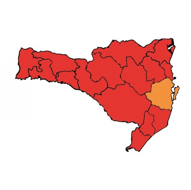 SC tem 15 das 16 regiões no nível gravíssimo