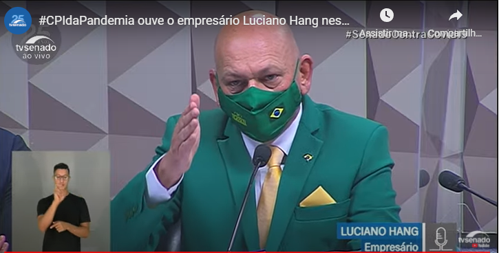 Luciano Hang dep&otilde;e na CPI da Covid – Foto: Reprodu&ccedil;&atilde;o TV Senado