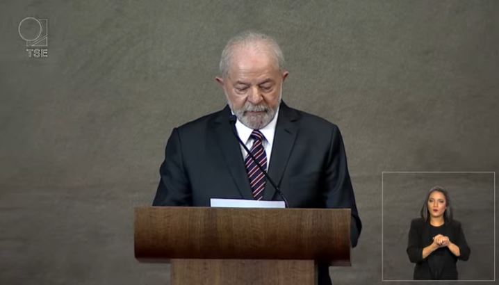 Presidente eleito Lula discursou nesta segunda-feira durante sua diploma&ccedil;&atilde;o&nbsp; – Foto: Reprodu&ccedil;&atilde;o v&iacute;deo/ND