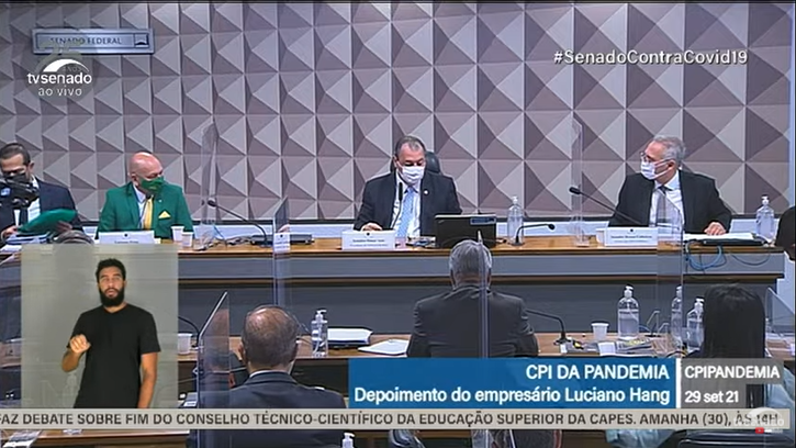 Luciano Hang dep&otilde;e na CPI da Covid – Foto: Reprodu&ccedil;&atilde;o TV Senado