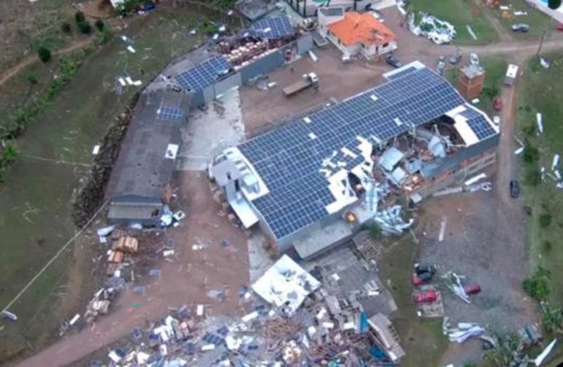 Imagem a&eacute;rea mostra destrui&ccedil;&atilde;o causada pela passagem do ciclone bomba por Santa Catarina no dia 30 de junho – Foto: Stolf/Divulga&ccedil;&atilde;o/ND