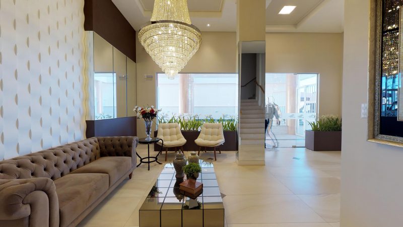 Hall de entrada com decoração impecável, uma das marcas registradas da AM Construções – Foto: AM Construções/Divulgação/ND