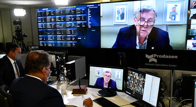 Sess&atilde;o remota do plen&aacute;rio do Senado aprova proposta sobre viol&ecirc;ncia dom&eacute;stica – Foto: Leopoldo Silva/Ag&ecirc;ncia Senado/Divulga&ccedil;&atilde;o/ND