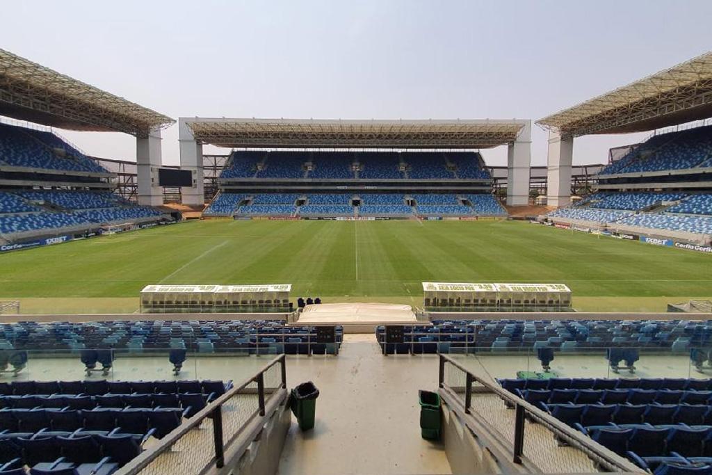 na foto aparece o estádio de futebol Arena Pantanal, conhecido como a casa do Cuiabá