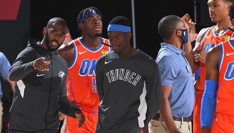 O <strong>Oklahoma City Thunder</strong> já está classificado para os offs e pode surpreender nesta retomada. Comandada pelo experiente Chris Paul, o OKC demonstrou-se muito organizado nos amistosos e corre por fora para chegar Às finais, ao menos, da Conferência Oeste. – Foto: Divulgação/NBA/ND