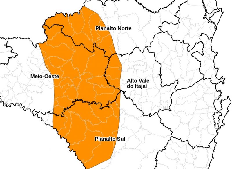 Alerta divulgado durante fen&ocirc;meno indicava regi&atilde;o atingida pelos tornados – Foto: Defesa Civil/Divulga&ccedil;&atilde;o/ND