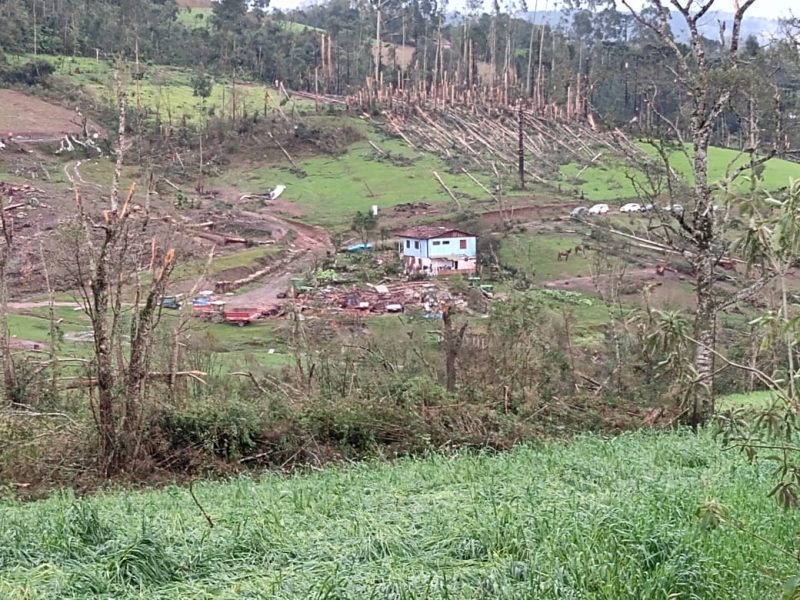 Além disso, houve destelhamento em estufas e galpões – Foto: Prefeitura de Irineópolis/Divulgação