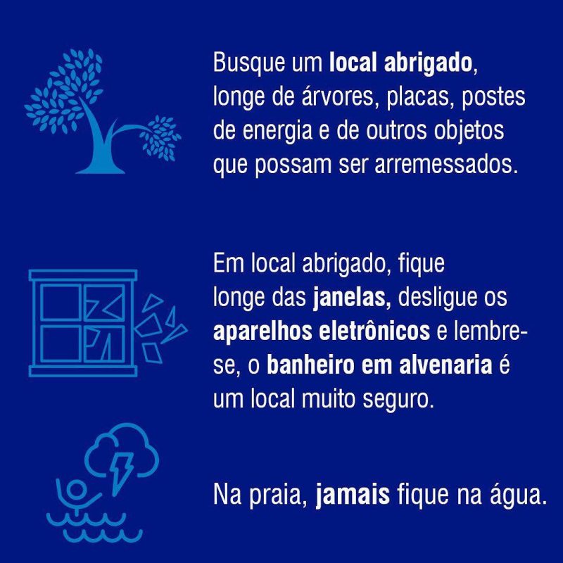 Cuidados a serem tomados durante vendavais e temporais – Foto: Divulga&ccedil;&atilde;o/Defesa Civil/ND