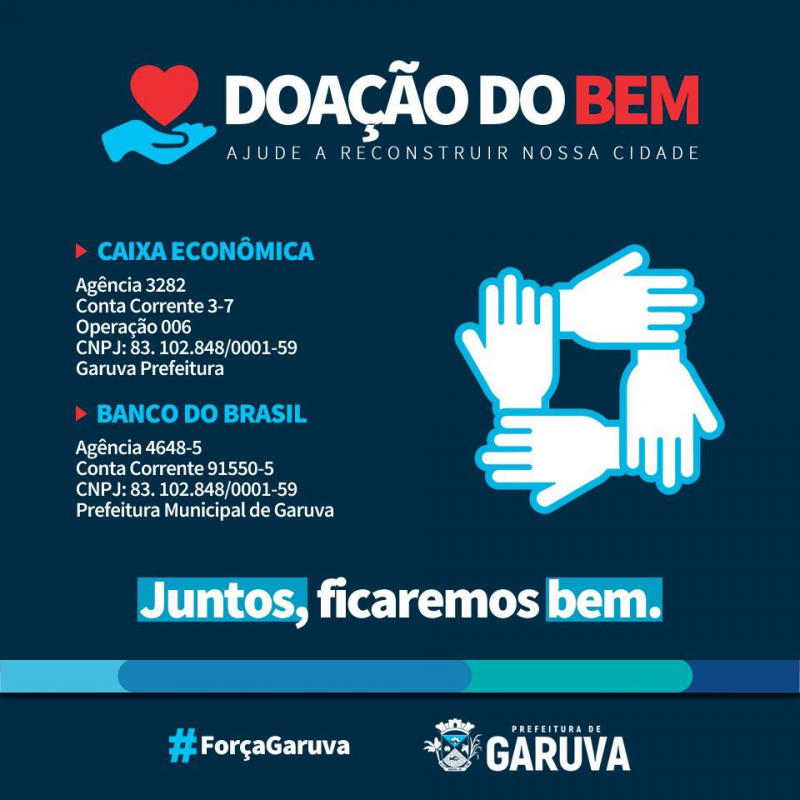 Conta para doa&ccedil;&atilde;o de recursos para as fam&iacute;lias – Foto: Prefeitura de Garuva/Divulga&ccedil;&atilde;o