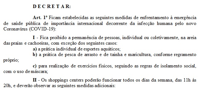 Decreto n&ordm; 2.638 da Prefeitura Municipal de Palho&ccedil;a liberou o funcionamento de shoppings centers todos os dias da semana – Foto: PMP/Divulga&ccedil;&atilde;o/ND