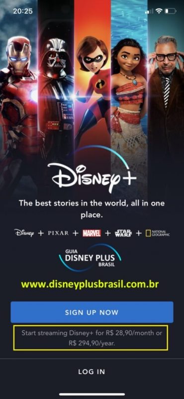 Preços em reais aparecem no aplicativo. – Foto: Disney Plus Brasil/Reprodução