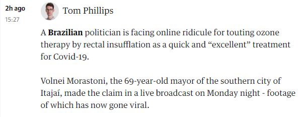 Corresponde do The Guardian repercute v&iacute;deo de prefeito de Itaja&iacute; – Foto: Reprodu&ccedil;&atilde;o/The Guardian