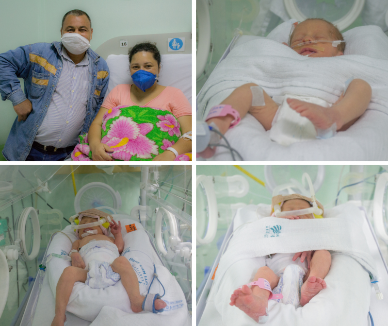 M&atilde;e e meninas est&atilde;o bem e trig&ecirc;meas devem ficar na UTI por mais 20 dias – Foto: Cristine Maraga/HRSP