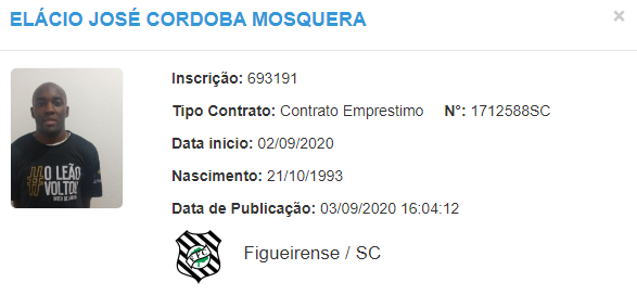 Elacio Cordoba, novo lateral-direito do Figueirense, liberado para estrear – Foto: BID/CBF