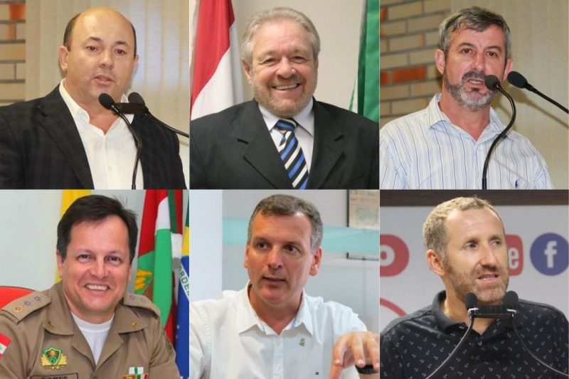 Ari Vequi (MDB), Ciro Roza (Podemos), Guilherme Marchewsky (Patriota), Moacir Gomes Ribeiro (PL), Paulo Eccel (PT) e Paulo Sestrem (Republicanos) s&atilde;o os candidatos a prefeitura de Brusque – Foto: Reprodu&ccedil;&atilde;o / ND+