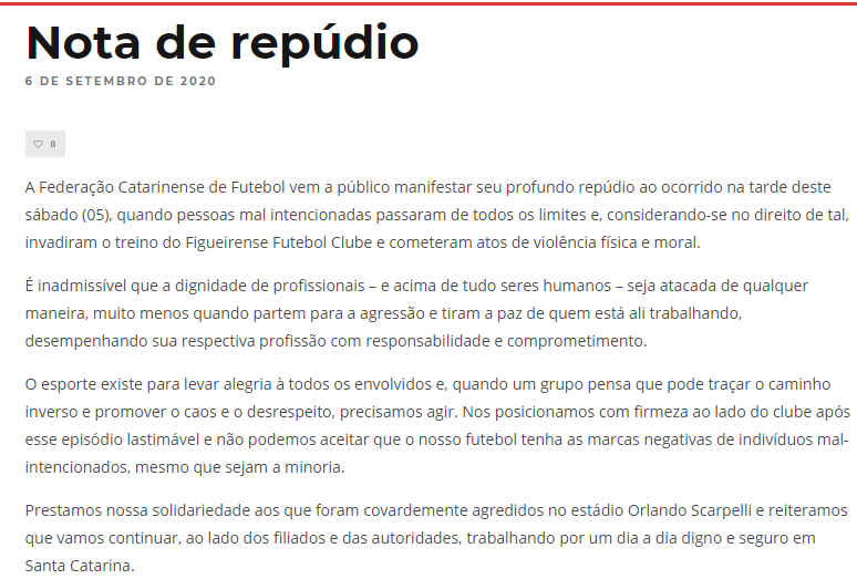 Nota de rep&uacute;dio – Foto: FCF