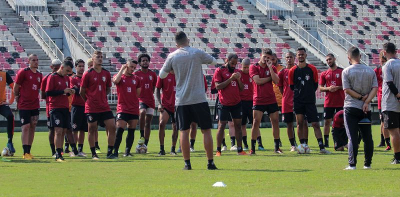 JEC realizou o &uacute;ltimo treino antes da estreia na manh&atilde; de sexta-feira (18), na Arena Joinville – Foto: Vitor Forcellini/JEC/Divulga&ccedil;&atilde;o