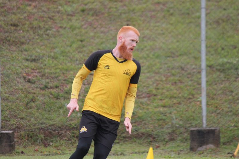Foguinho, volante do Crici&uacute;ma; atleta ser&aacute; desfalque do time de Roberto Cavalo ap&oacute;s sentir um desconforto na coxa direita – Foto: Celso da Luz/ Crici&uacute;ma E.C./ND