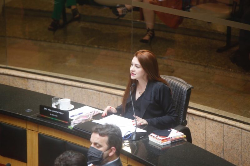 Da ala bolsonarista, a deputada Ana Campagnolo (PSL) votou sim para o afastamento dos dois membros do executivo – Foto: Anderson Coelho/ND