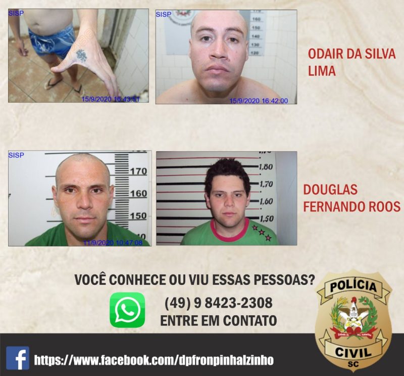 Foragidos são réus no crime que ocorreu em Nova Erechim em abril. – Foto: Polícia Civil/Divulgação/ND