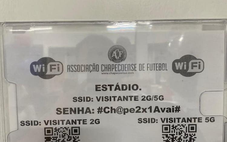 Senha do wi-fi no vestiário do Avaí, na Arena Condá, vira polêmica &#8211; Foto: Reprodução/ND