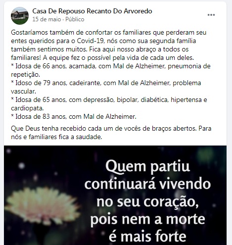Depois do destaque nacional e de quatro mortes, asilo de Antônio Carlos adotando as medidas necessárias, segundo Vigilância Sanitária e MPSC – Foto: Casa de Repouso Recanto do Arvoredo/ND
