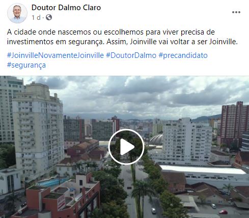 Dalmo Claro divulgou v&iacute;deo na largada da campanha – Foto: Redes sociais/ND