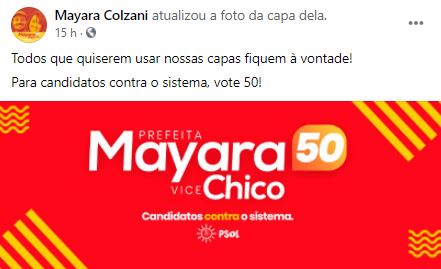 Mayara Colzani atualizou suas imagens com o n&uacute;mero da campanha – Foto: Redes sociais/ND
