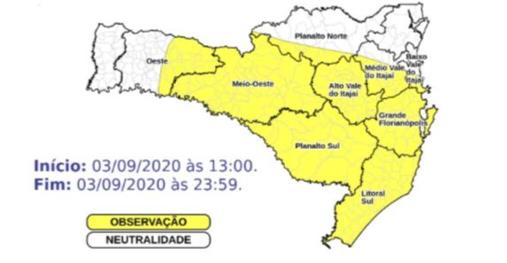 Temporais em Santa Catarina nesta quinta-feira (3) – Foto: Divulga&ccedil;&atilde;o/Defesa Civil