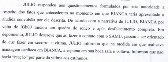 Trecho do primeiro depoimento prestado por J&uacute;lio C&eacute;sar da Silva Rodrigues no dia 9 de setembro de 2019 – Foto: Reprodu&ccedil;&atilde;o/ND