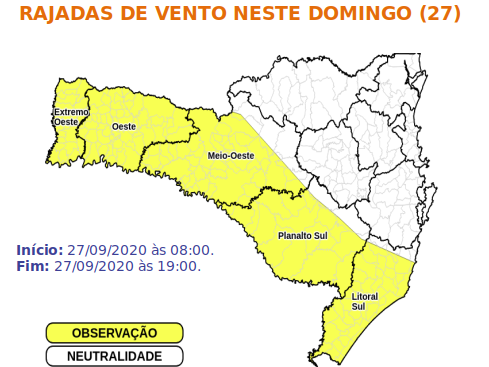 Defesa Civil tamb&eacute;m emitiu alerta para ventos fortes no Estado – Foto: Defesa Civil/Reprodu&ccedil;&atilde;o/ND