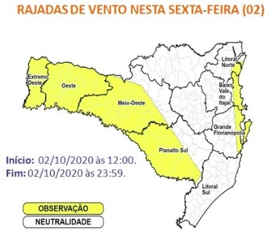 Ventos fortes atingem Santa Catarina nesta sexta – Foto: Divulga&ccedil;&atilde;o/Defesa Civil