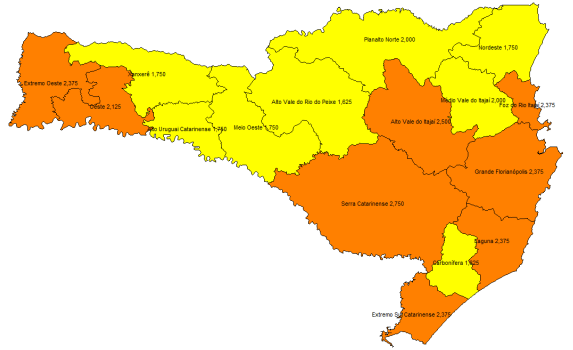 Mapa de risco divulgado no dia 27 de outubro – Foto: Divulga&ccedil;&atilde;o / ND