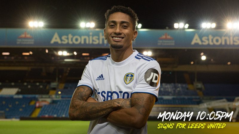 Raphinha, atacante de 23 anos, novo refor&ccedil;o do Leeds United-ING – Foto: Leeds United/divulga&ccedil;&atilde;o/ND
