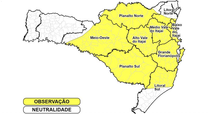 Alerta para temporais em Santa Catarina – Foto: Divulga&ccedil;&atilde;o/Defesa Civil