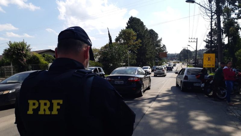 Na BR-280, Km 127, em Rio Negrinho, Planalto Norte catarinense, Sahouve forma&ccedil;&atilde;o de filas – Foto: PRF/Divulga&ccedil;&atilde;o ND