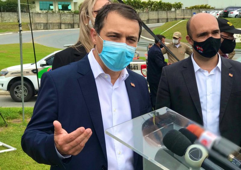 Carlos Mois&eacute;s durante a visita em Itaja&iacute; na segunda-feira (19). – Foto: Isabela Corr&ecirc;a/ND Mais