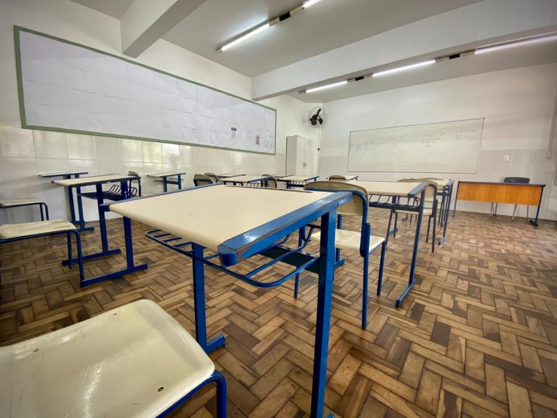 Sala de aula vazia, ainda sem aulas