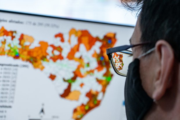 Mapa de monitoramento foi atualizado na manhã desta quinta-feira. Ao todo, 12 regiões estão em nível grave – Foto: Divulgação/Secom/ND