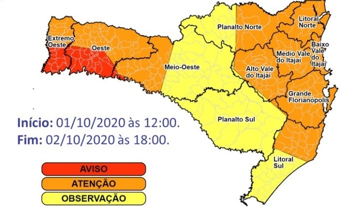 Cidades do Oeste de SC podem marcar 40&deg;C nesta quinta-feira (1&ordm;) – Foto: Defesa Civil