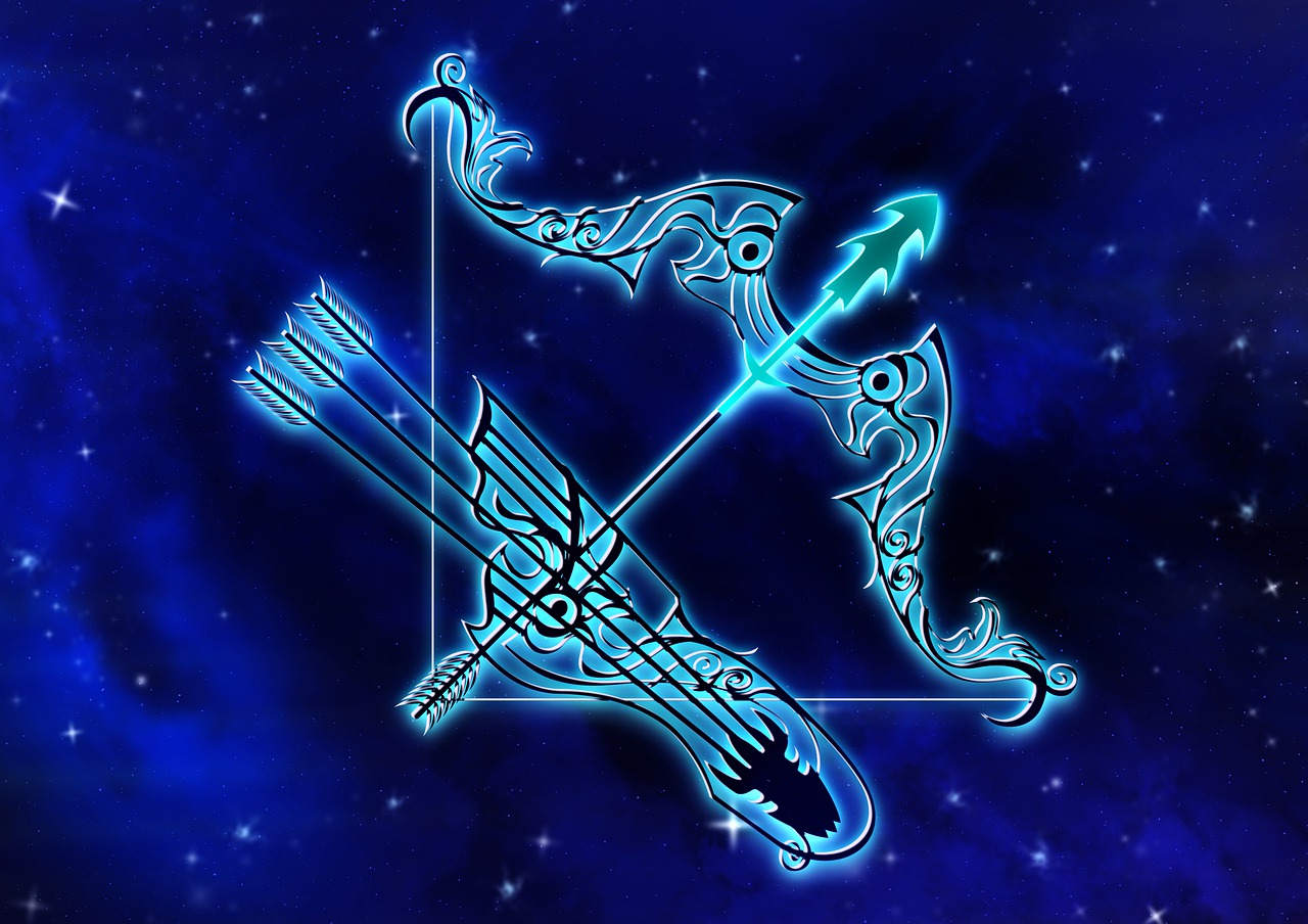 Na imagem aparece uma ilustração do horóscopo do signo de Sagitário. 