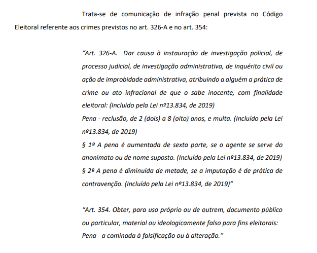 Not&iacute;cia de crime eleitoral protocolada pela coliga&ccedil;&atilde;o “Avan&ccedil;a Itaja&iacute;”. – Foto: Reprodu&ccedil;&atilde;o