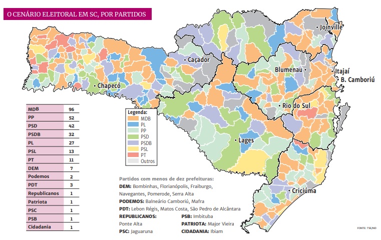 Mapa Dos Partidos Eleitos Em Santa Catarina: Veja Quem Comanda A Partir ...