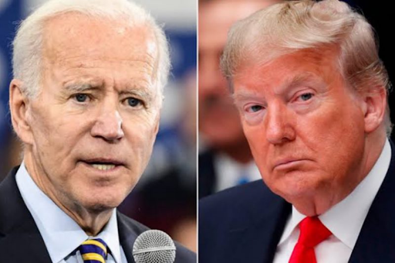 Biden e Trump lado a lado, em momentos diferentes, em close